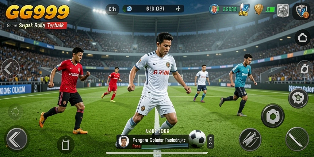 Tampilan gameplay seru dalam pertandingan sepak bola GG999.