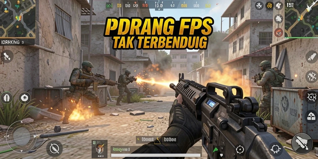 Tangkapan layar utama IDRKING menunjukkan aksi intens di arena FPS.