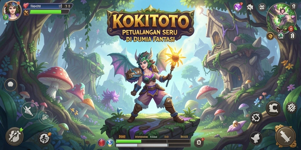 Tampilan gameplay KOKITOTO dengan pemandangan menakjubkan dan tantangan seru.