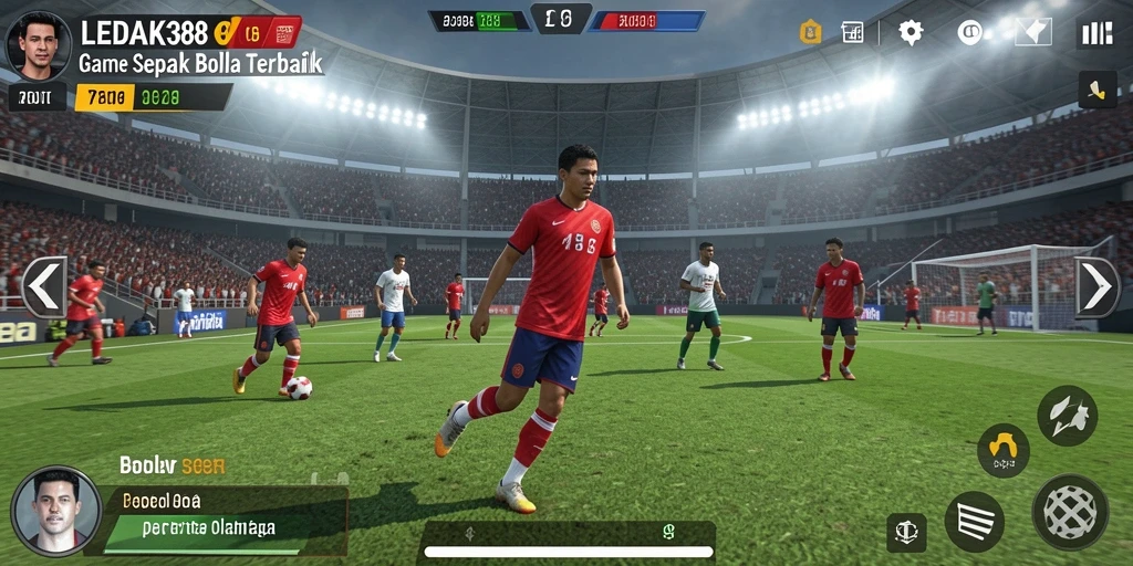 Tampilan gameplay sepak bola yang mendebarkan dan mengesankan.