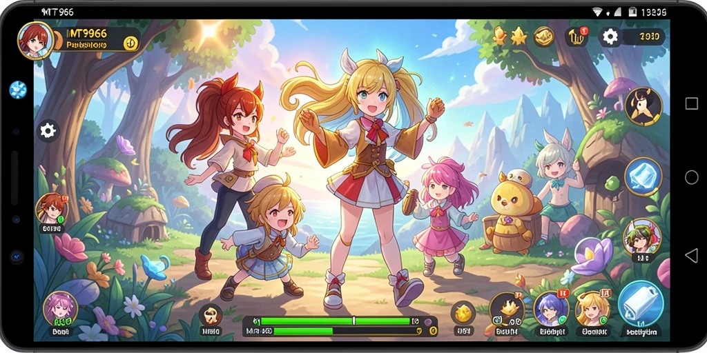 Tampilan gameplay yang menegangkan di MT966 dengan karakter-karakter anime.