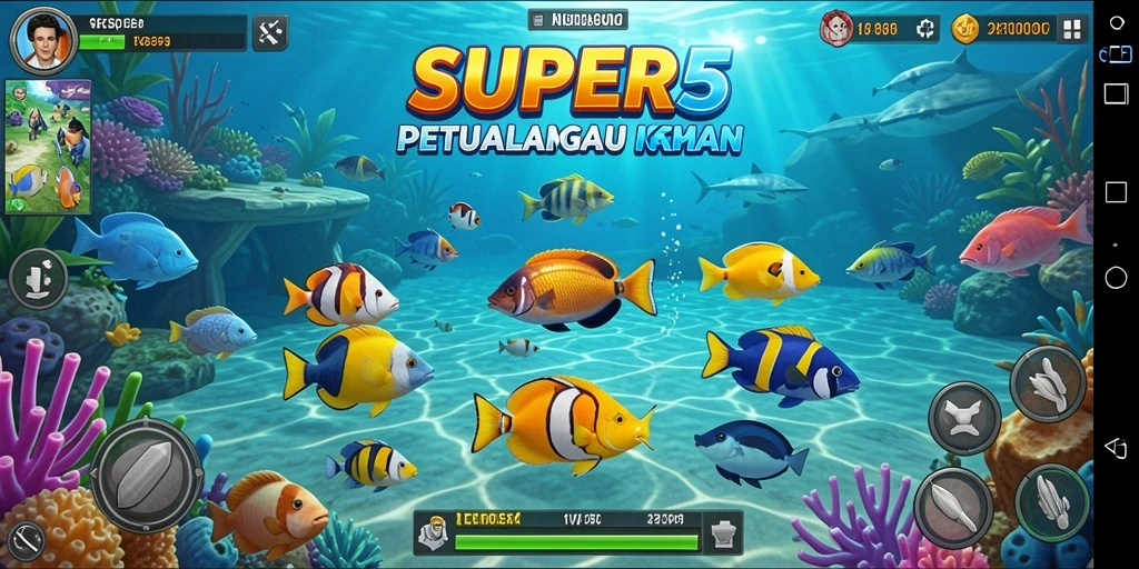 Tampilan gameplay seru dari game Tembak Ikan SUPER5.