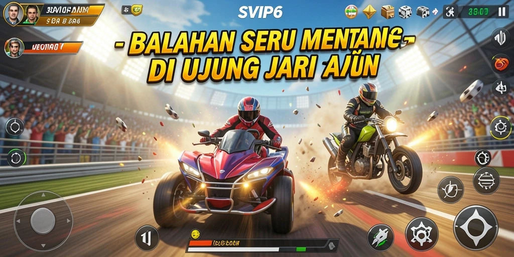 Gameplay SVIP6 menampilkan adrenalin tinggi di lintasan balap yang menegangkan.