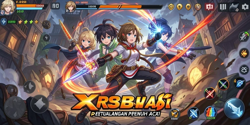 Screenshot gameplay XR88 menampilkan pertarungan karakter anime yang seru.